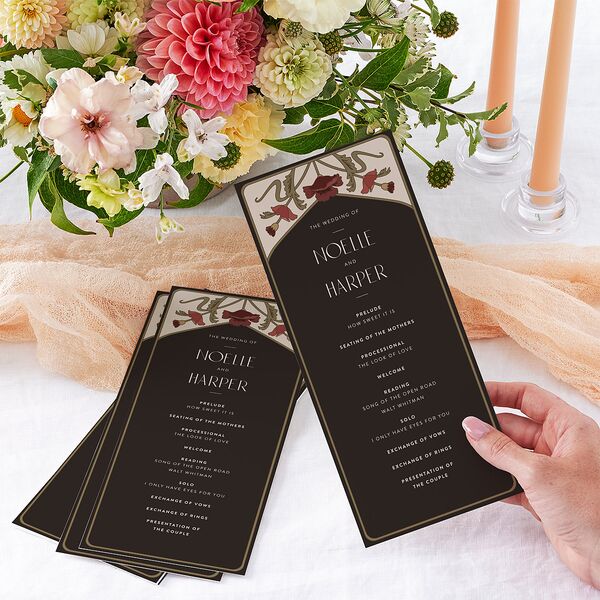 Vintage Nouveau Floral Wedding Programs Merlot Signature