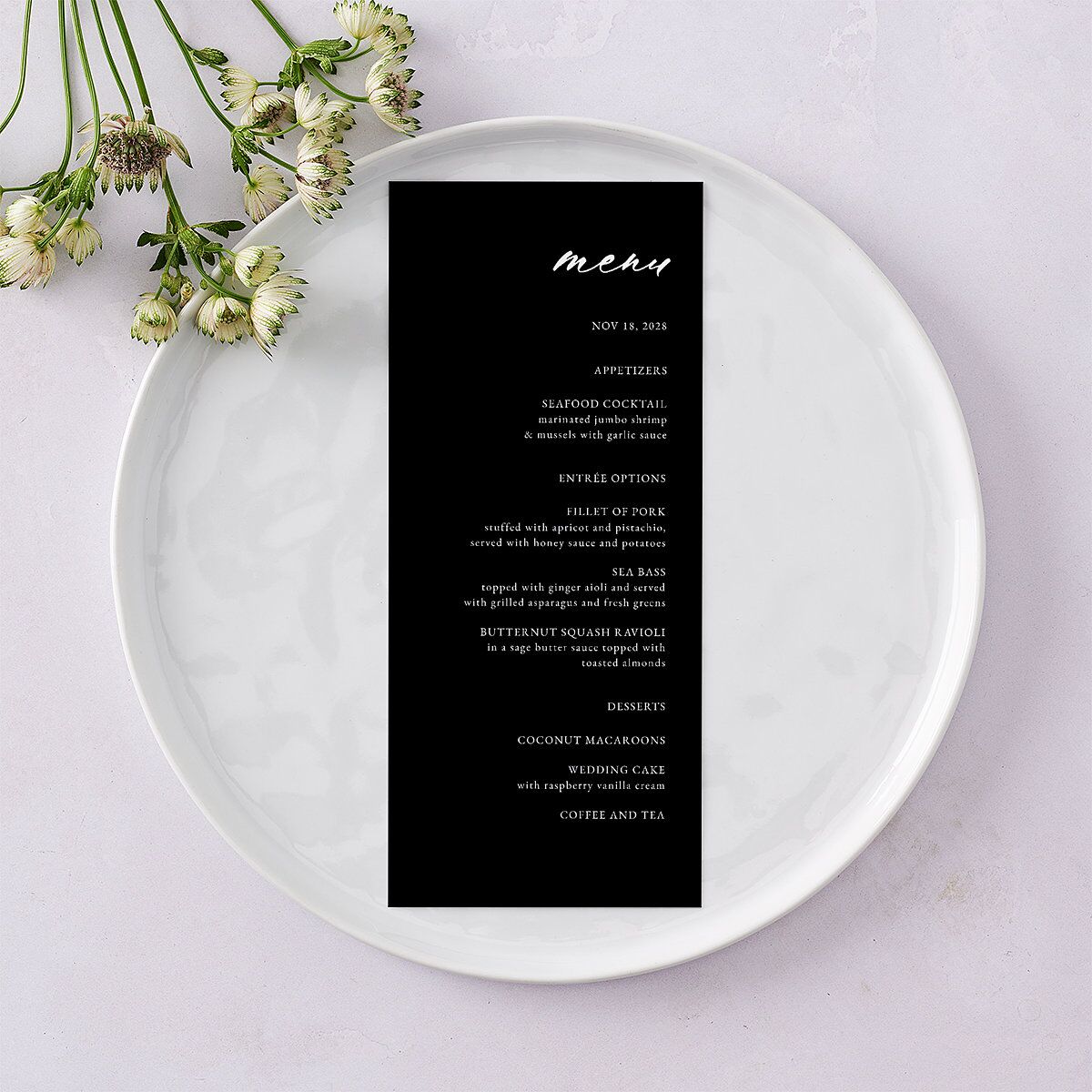 Vertical Names Menus Licorice Signature