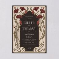Vintage Nouveau Floral Rehearsal Dinner Invitations Merlot Signature Blank Standard