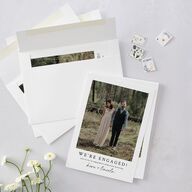 Captured Love Engagement Party Wedding Invitations Pure White Signature Blank No Standard