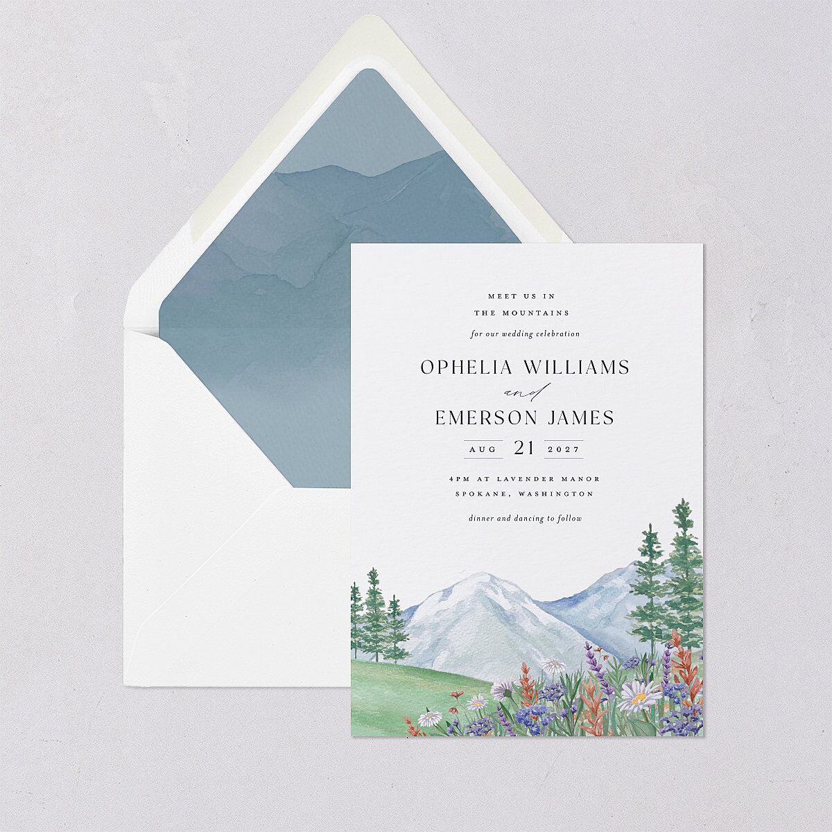 Mountain Wildflowers Euro Envelope Liners Dusty Blue Luxe