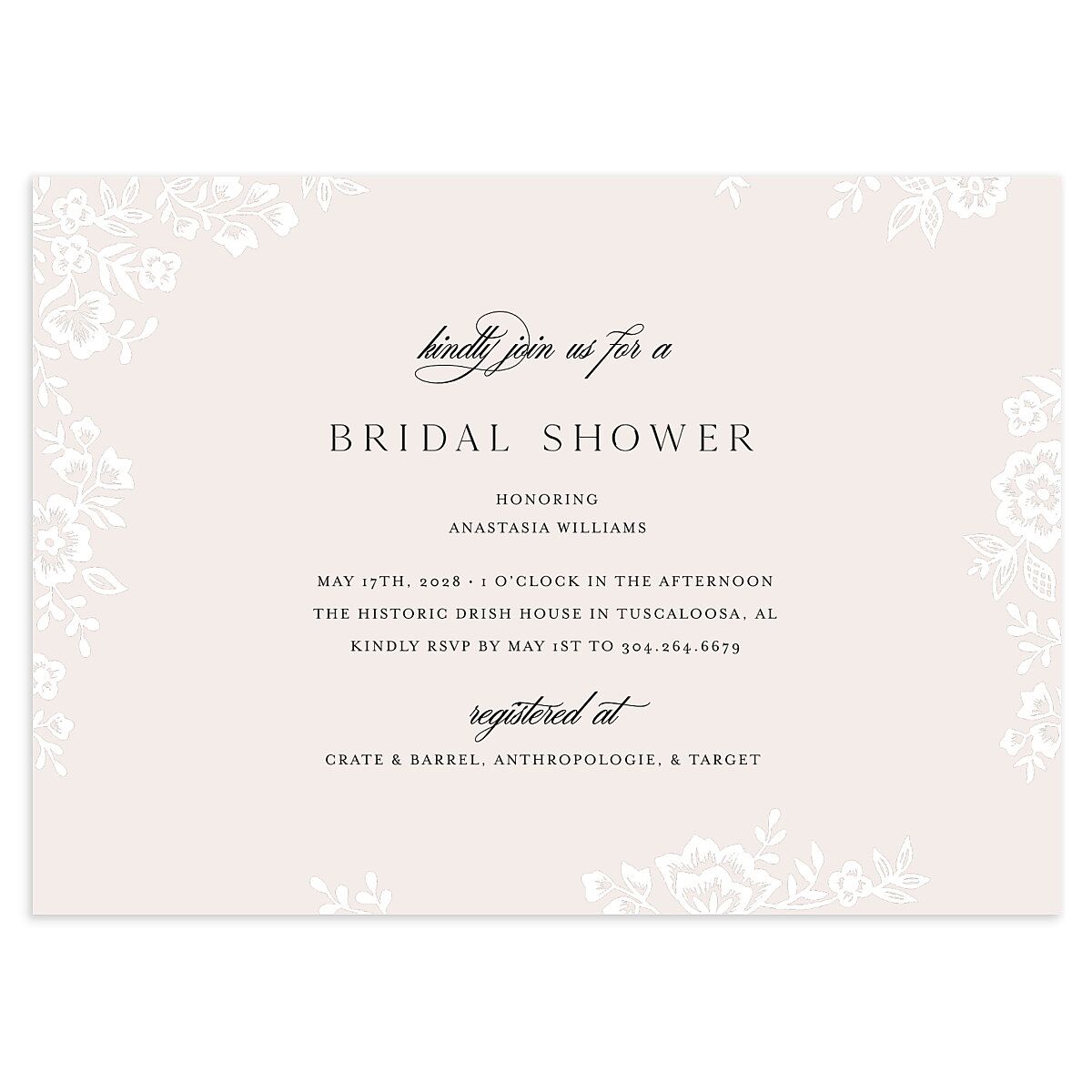 Foil Lace Bridal Shower Invitations