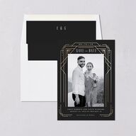 Vintage Deco Save The Date Cards Gold Charcoal Signature smooth Blank No Standard