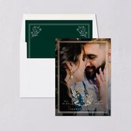 Rustic Kingdom Save the Date Cards Gold Dark Green Signature smooth Blank No