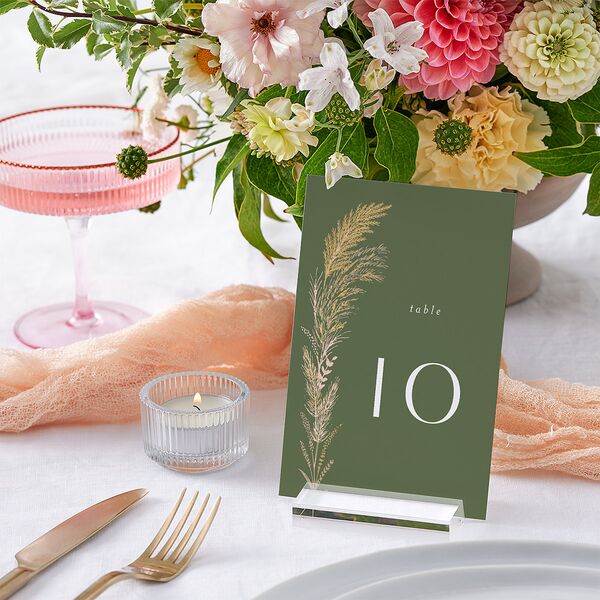 Regal Pampas Table Numbers Gold Deep Olive Signature