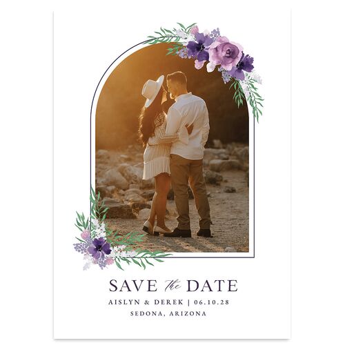 Boho Photo Save the Date Cards Plum Signature Blank No