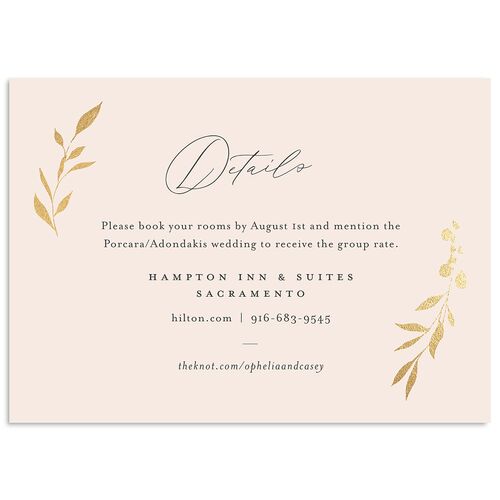 Stefana Crowns Wedding Event Detail Cards Gold Pink Cotton Signature Standard