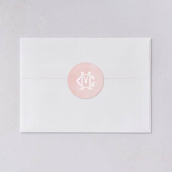 Maximalist Floral Crest Wedding Stickers Pink Cotton Circle