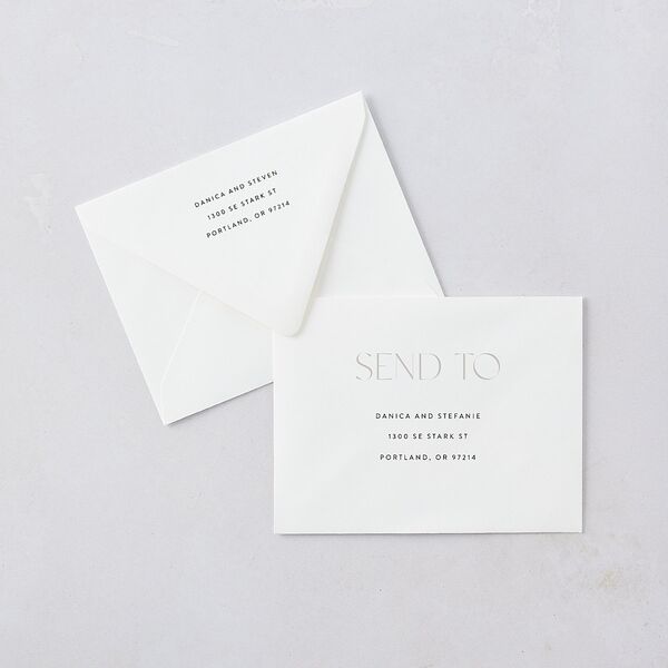 Windows Save the Date Petite Card Euro Envelopes White Pure White Both Recipient and Return Addresses Luxe
