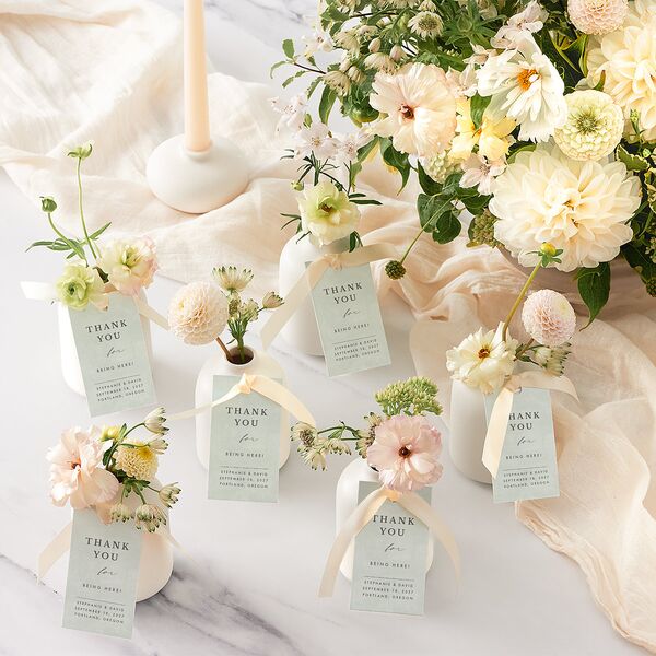 Elegant Greenery Favor Gift Tags Pure White Signature