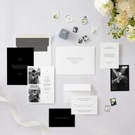 Editorial Monogram Photo Wedding Invitations Pure White Signature Blank No Standard