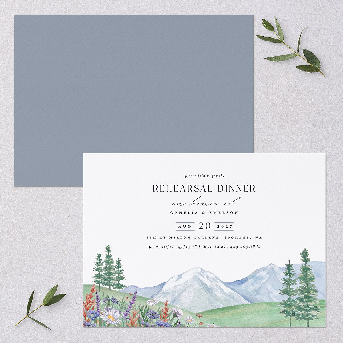 Mountain Wildflowers Rehearsal Dinner Invitations — view 1