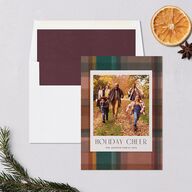 Cozy Plaid Holiday Holiday Cards Forest Signature Blank Portrait  Standard