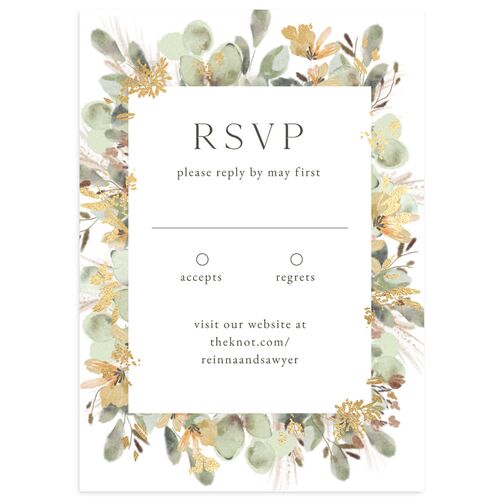 Eucalyptus Edges Wedding Response Cards Gold Pure White Signature