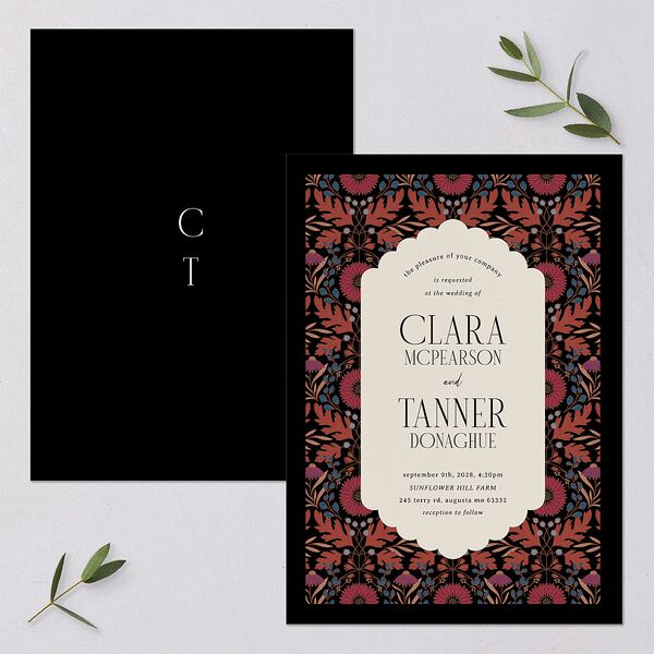 Ornate Garden Wedding Invitations Garnet Signature Blank No Standard