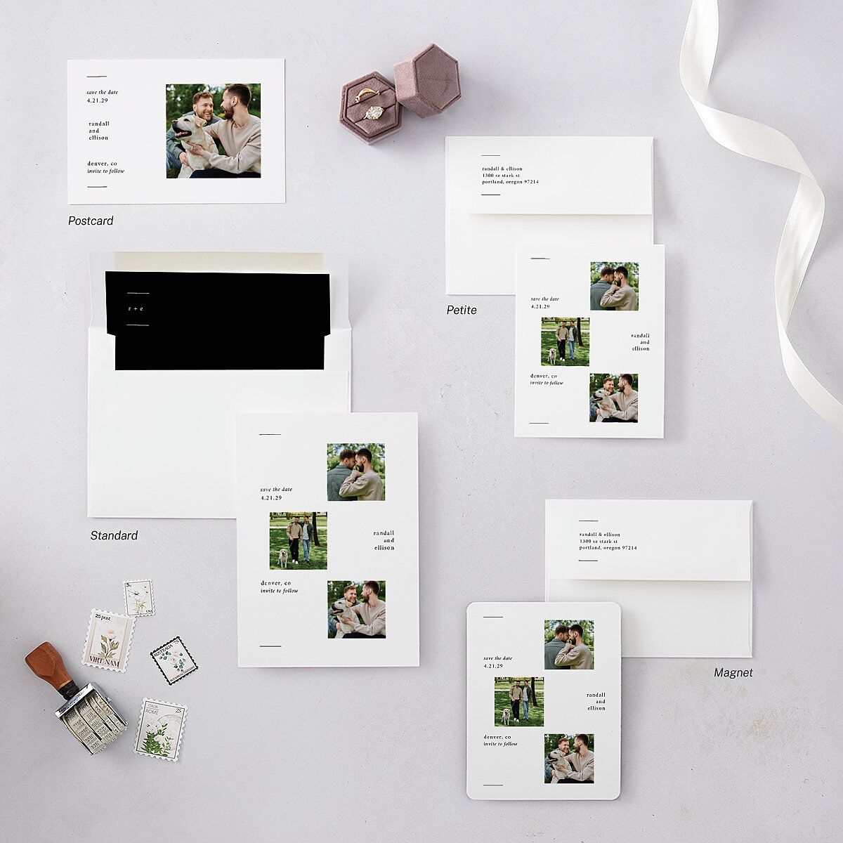 Minimal Gallery Save The Date Magnets Pure White Magnet Paper