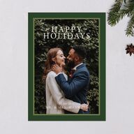 Simple Frame Photo Accent Holiday Cards Hunter Green Signature Blank Standard