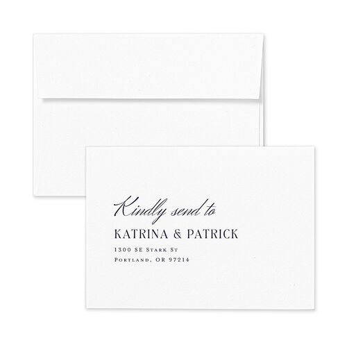 Simple Elegant Black Tie Response Card Envelopes White Navy Return Address Signature Standard