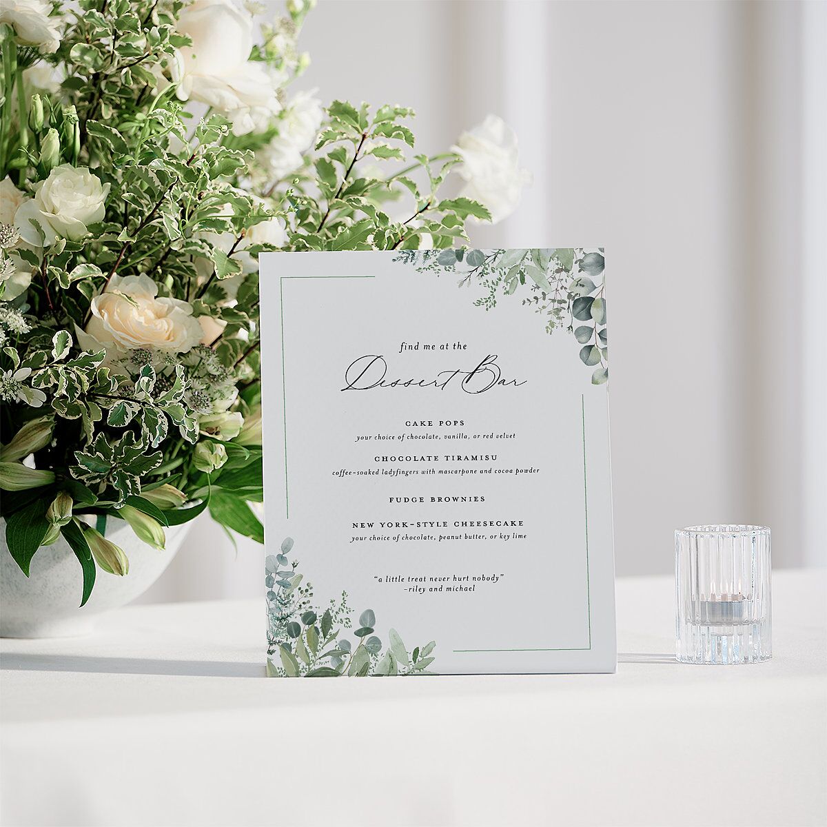 Gorgeous Greenery Menu Bended Tabletop Sign X-small Pure White Standard Plastic XS Tabletop Menu
