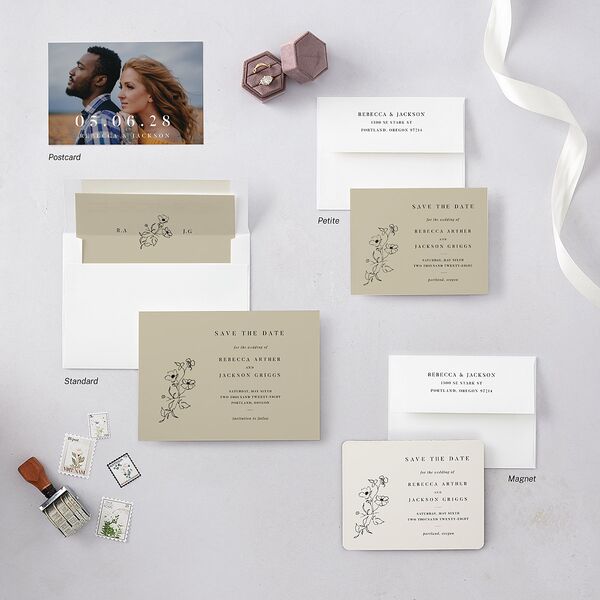 Elegant Minimal Save The Date Cards Champagne Signature smooth Blank No Standard