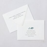 Elegant Nouveau Save The Date Card Euro Envelopes White Dark Emerald Both Recipient and Return Addresses Luxe Signature