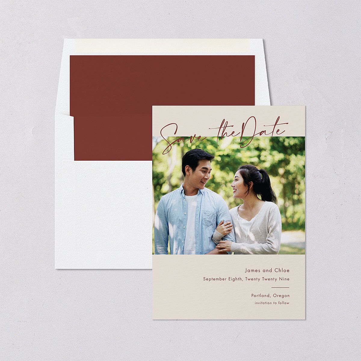 Simple Script Save The Date Cards Vintage Pink Signature smooth Blank No