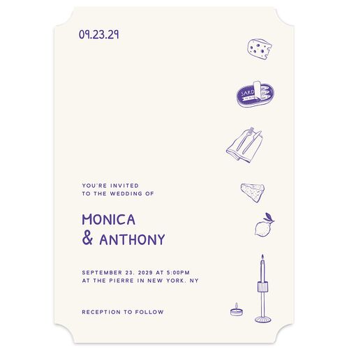 Hand Drawn Recipe Wedding Invitations Sapphire Signature Blank No Ticket
