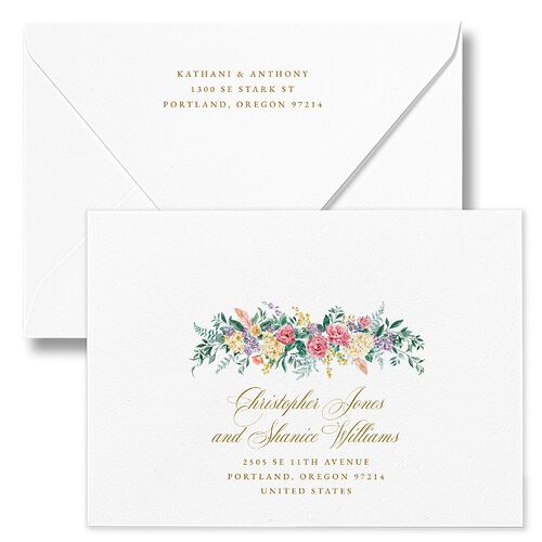 Glamorous Regency Garden Wedding Invitation Euro Envelopes by Bridgerton White Pure White Recipient Address Luxe Signature