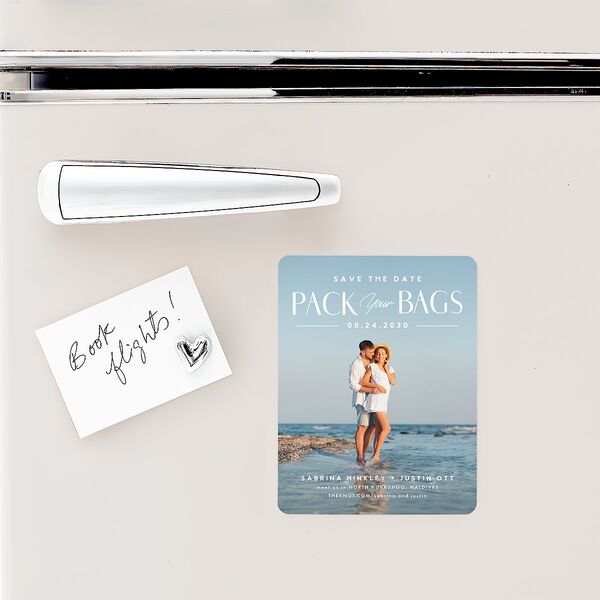 Destination Photo Poster Save The Date Magnets Dusty Blue Magnet Paper