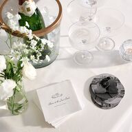 Elegant Swans Cocktail Napkins Ivory Napkin Uncoined