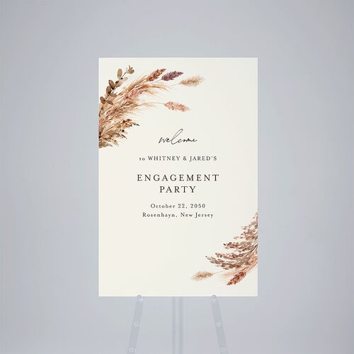 Soft Pampas Botanical Engagement Party Welcome Signs Sepia Standard Outdoor Corrugated L Welcome