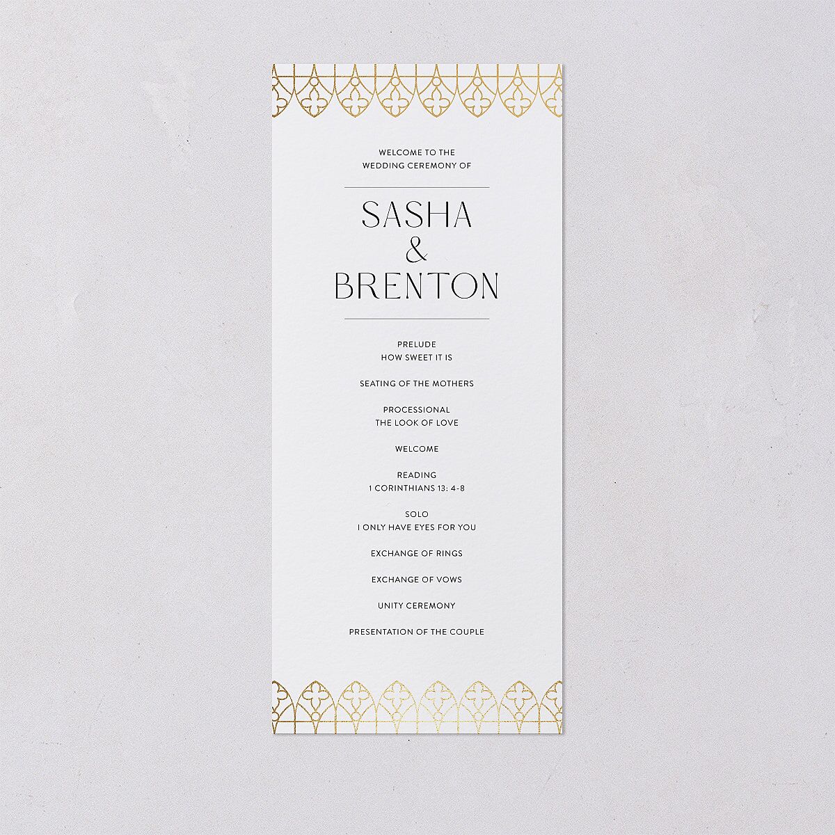 Chapel Arch Wedding Programs Gold Pure White Signature