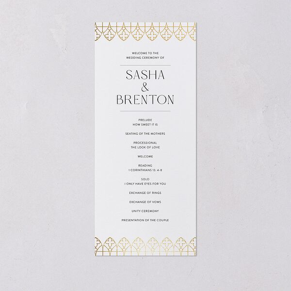 Chapel Arch Wedding Programs Gold Pure White Signature