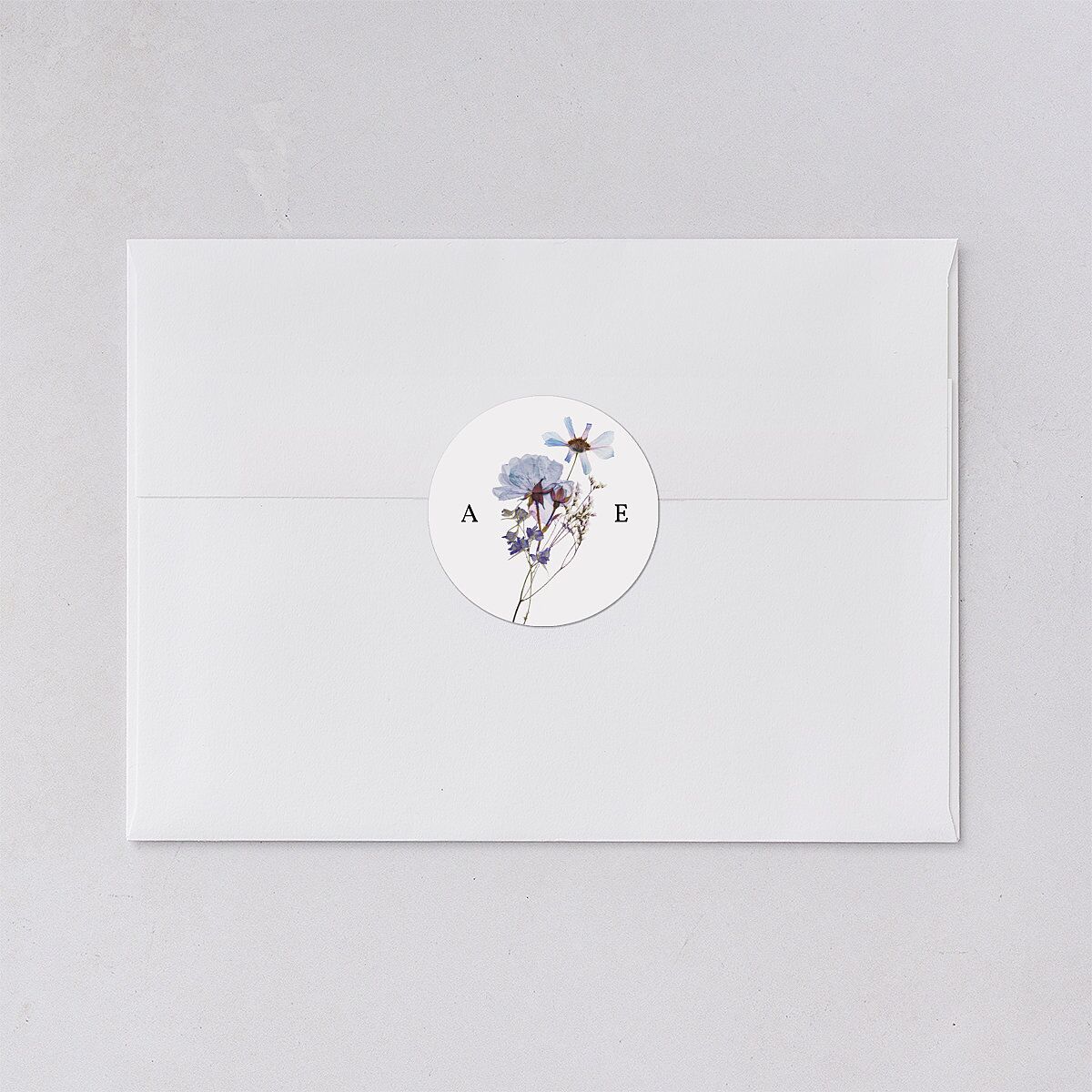 Pressed Flowers Wedding Stickers Regency Blue