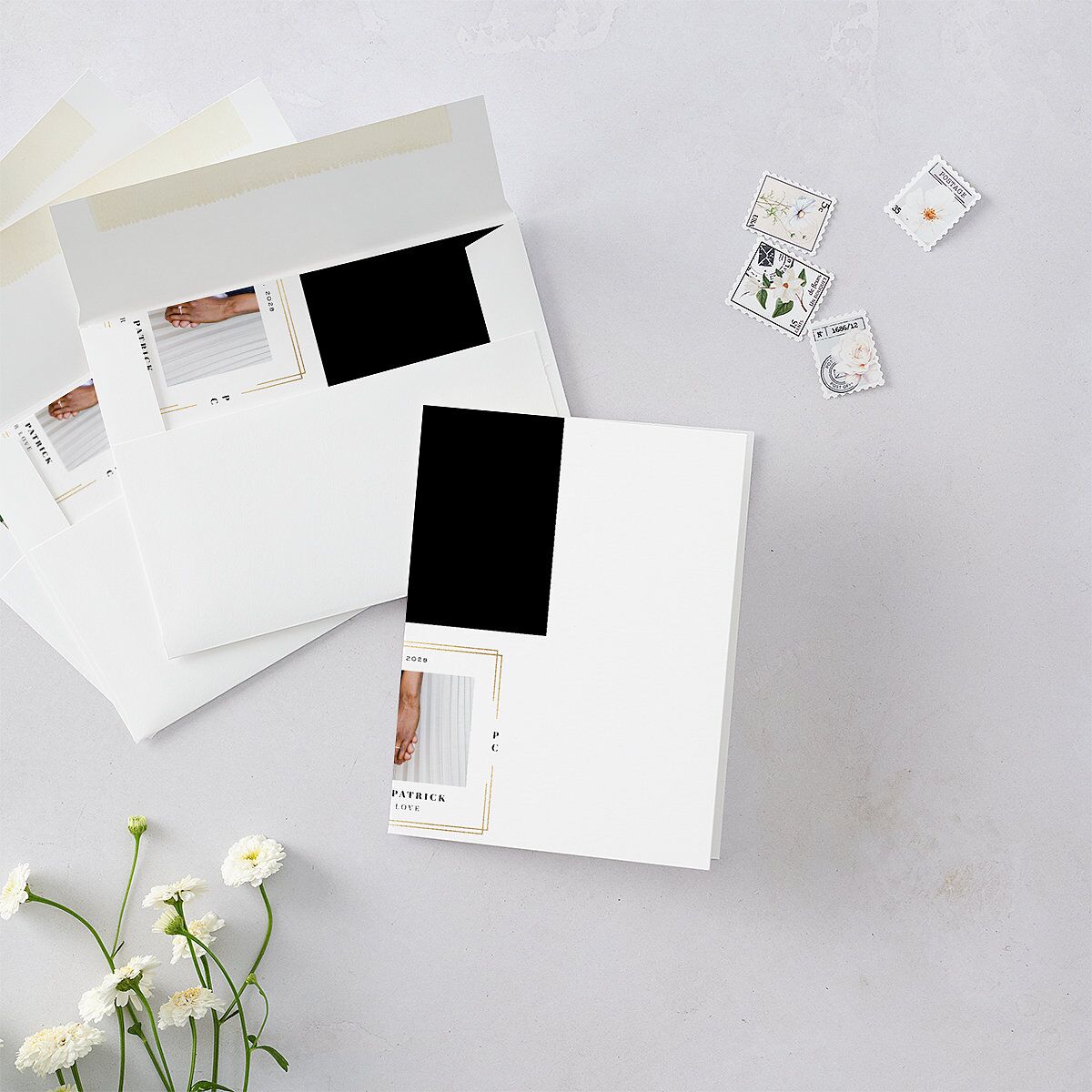 Framed Photo Thank You Cards Gold Pure White Signature