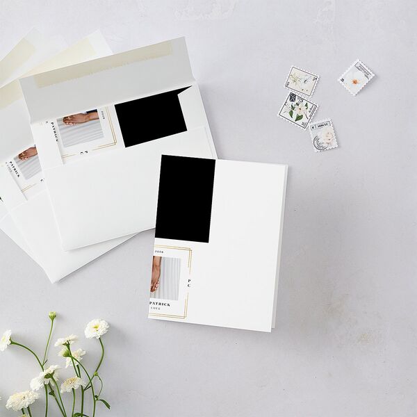 Framed Photo Thank You Cards Gold Pure White Signature