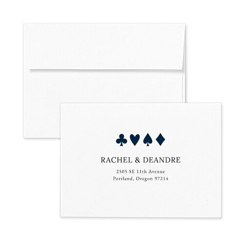 Las Vegas Playing Card Response Card Envelopes White Navy Return Address Signature Standard