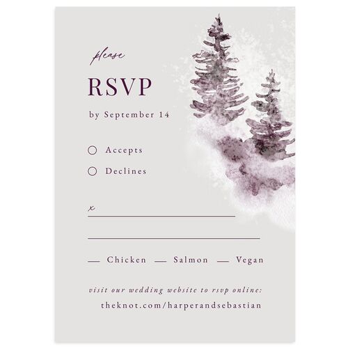 Snowy Mountainside Wedding Response Cards Eggplant Signature Standard