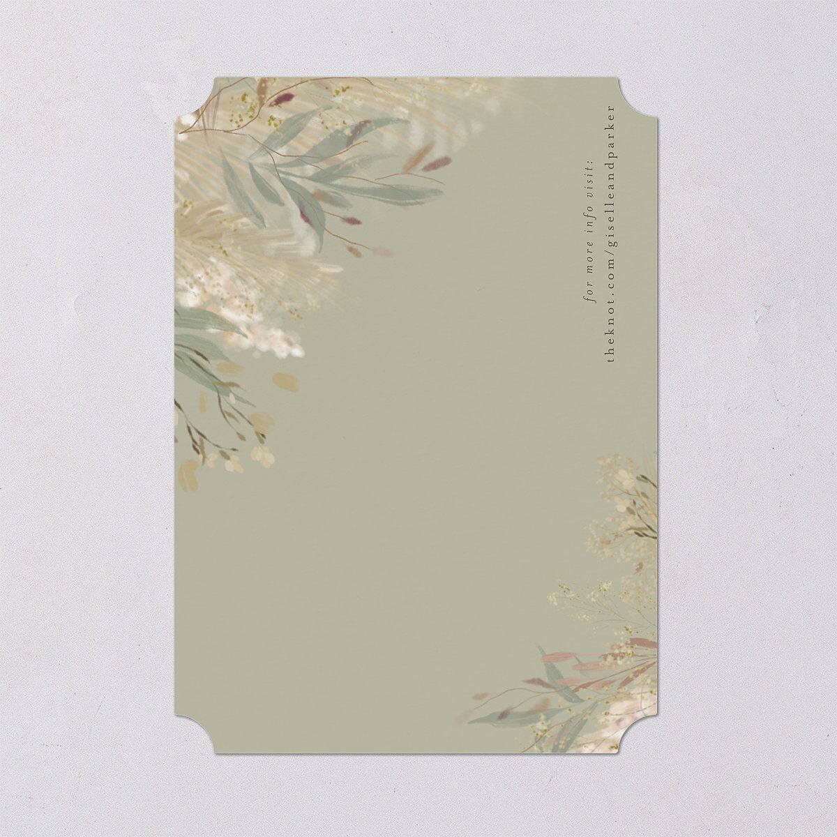 Ethereal Pampas Save The Date Cards Gold Thyme Signature smooth Blank No
