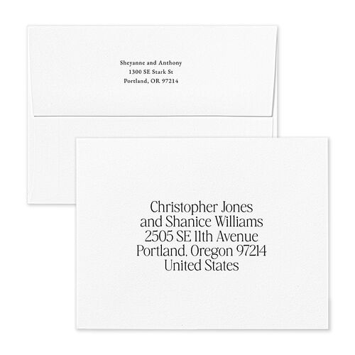 Modern Editorial Wedding Date Save the Date Petite Card Envelopes White Midnight Both Recipient and Return Addresses Signature Standard
