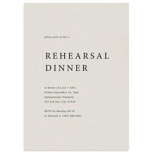 Natural Palette Rehearsal Dinner Invites Slate Signature Blank Standard