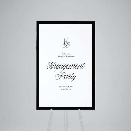 Refined Monogram Engagement Party Welcome Signs Midnight Standard Indoor Foam Core L Welcome