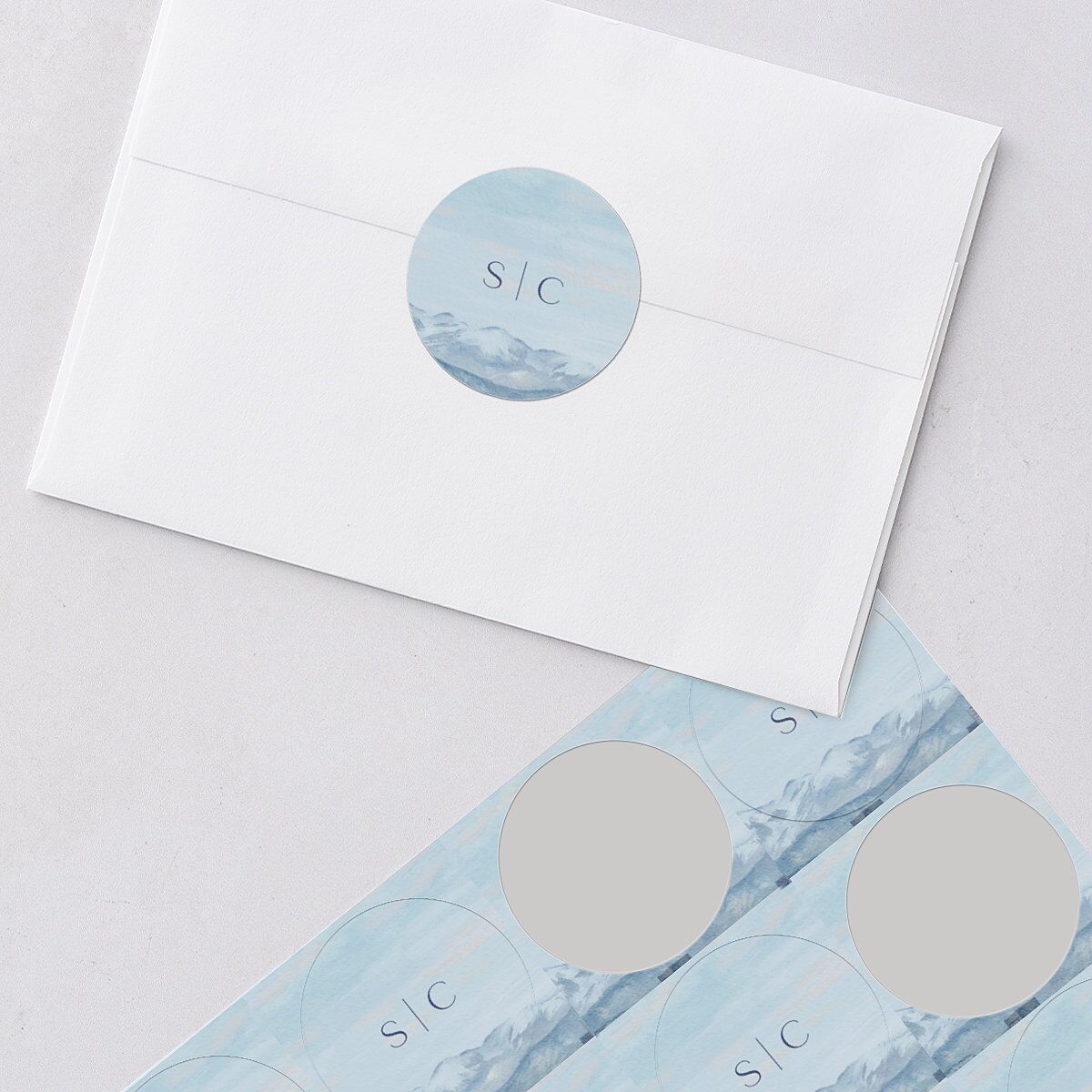 Scenic Denver Colorado Wedding Stickers Pastel Blue
