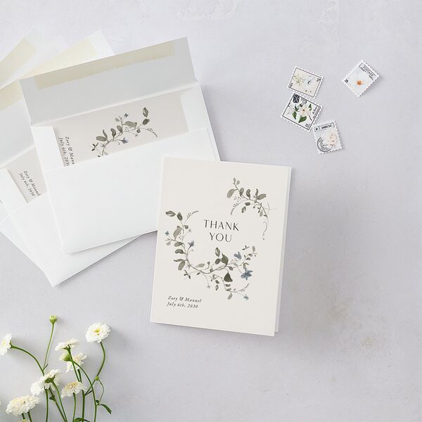 Curved Garland Thank You Cards Champagne