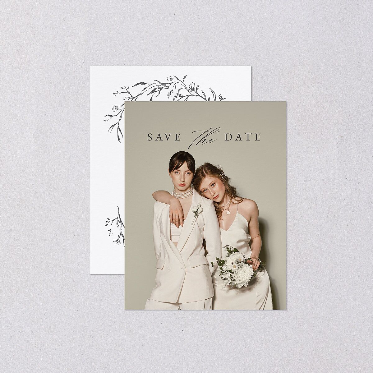 Illustrated Vines Save the Date Petite Cards — view 1
