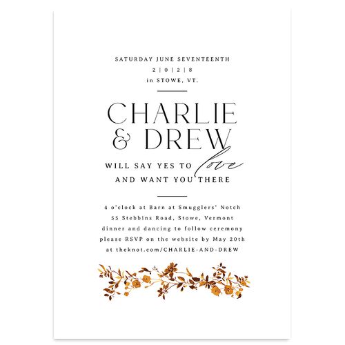 Simple Vine Wedding Invitations Terracotta Signature Blank No Standard