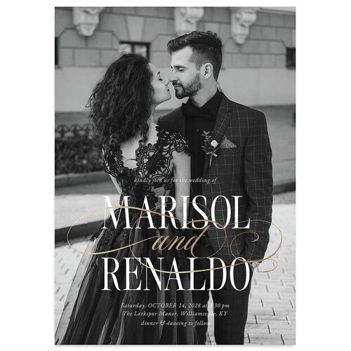 Polished Photo Foil Wedding Invitations Burgundy Gold Signature Blank Standard No