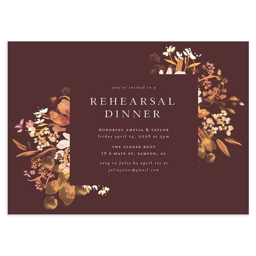 In Bloom Rehearsal Dinner Invitations Chocolate Signature Blank Standard