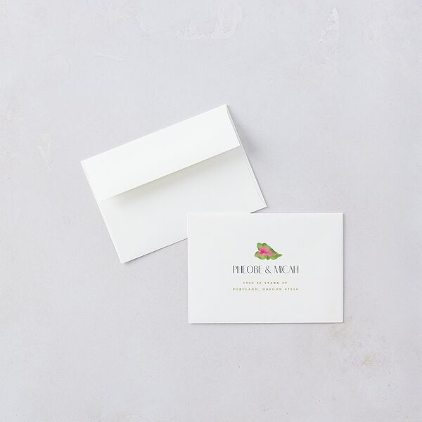 Hawaiian Tropical Monstera Frame Wedding Response Cards Moody Blue Signature Standard