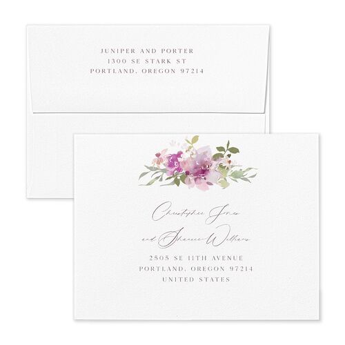 Garden Arch Thank You Card Envelopes White Eggplant Both Recipient and Return Addresses Signature Standard